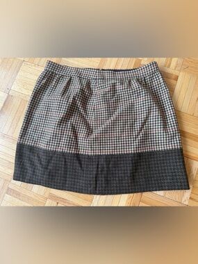 J. Crew Two-Tone Houndstooth Mini Skirt - Brown & Cream